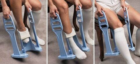 Special device for wearing compression clothing